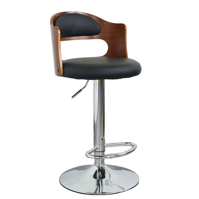 Lift Adjustable Padded Swivel Seat Leather Counter Height Bar Chair Stool with Backrest