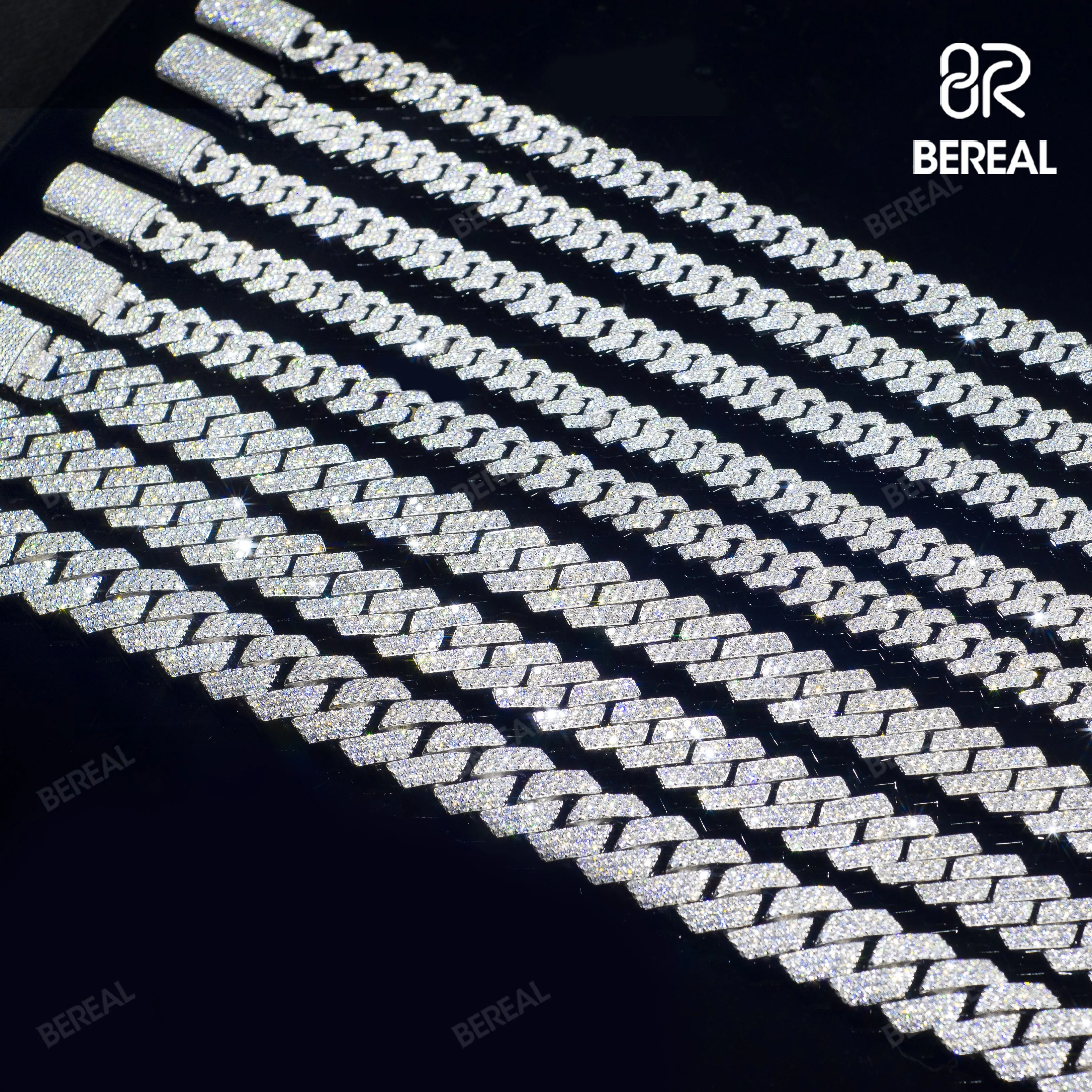 Factory Price Wholesale 8MM 10MM 12MM 14MM Moissanite Cuban Chain Bracelet Pass Diamond Tester 925 Silver Cuban Link Necklace