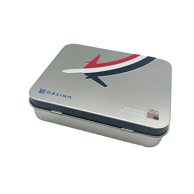 Custom Rectangular Tinplate Box Clamshell Design Metal Can for Tea Candle Food Cosmetic Aerosol Chocolate Packaging