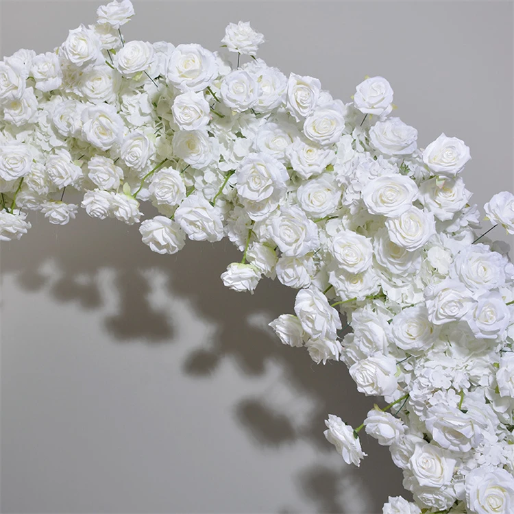Hot-sale Circle Wedding Floral Arch Round White 2m Custom Artificial Flower Wedding Arch for Ceremony Stage Backdrop Decoration