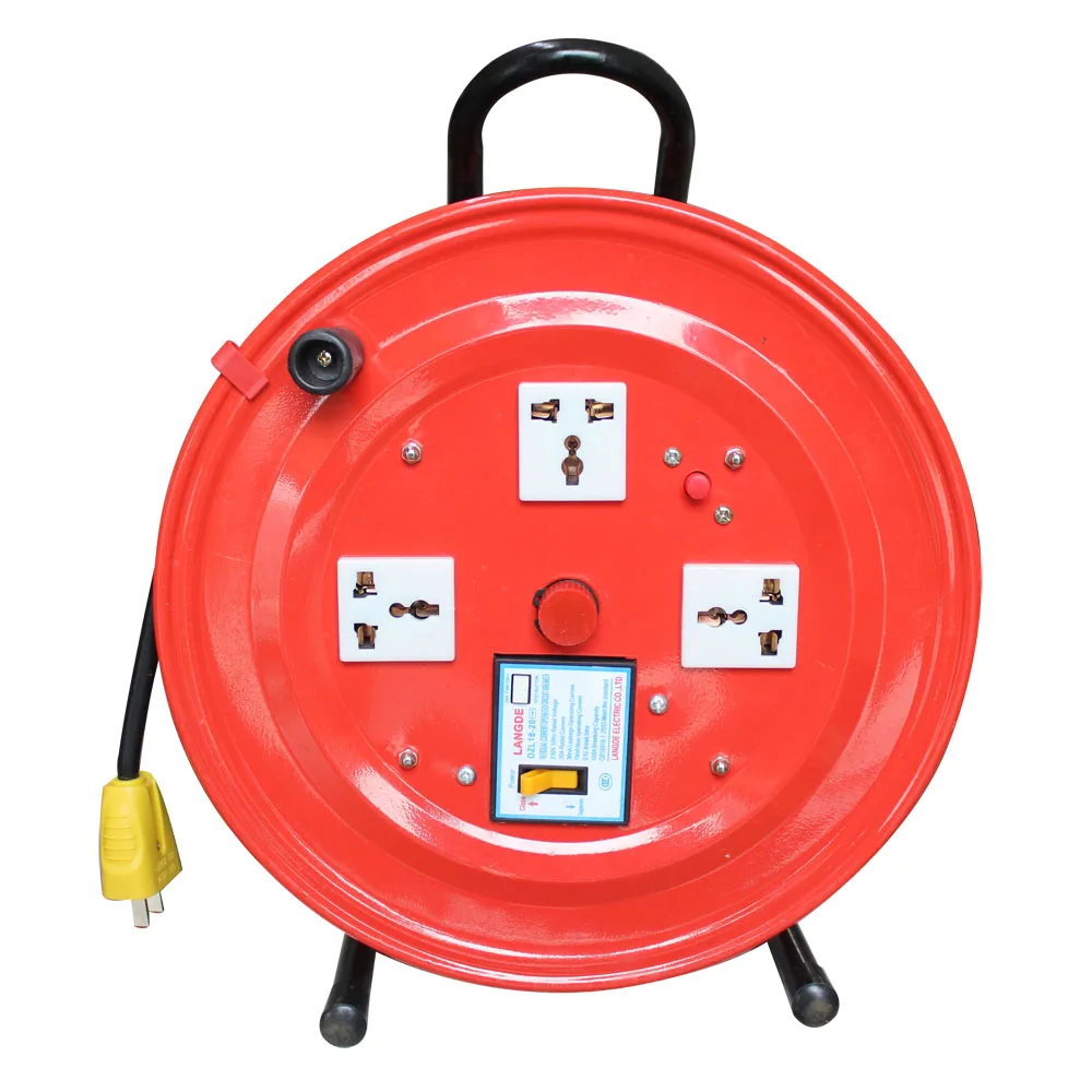 4 Way EU Sockets IP44 Retractable  Iron 40m 25m Extension Cable Reel Drum