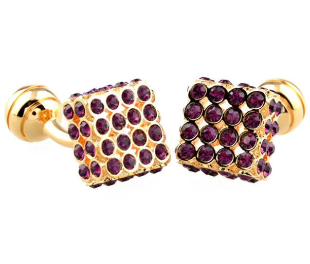 Business High End Full Diamond Crystal Czech Drill Square Shirt Cufflink For Mens
