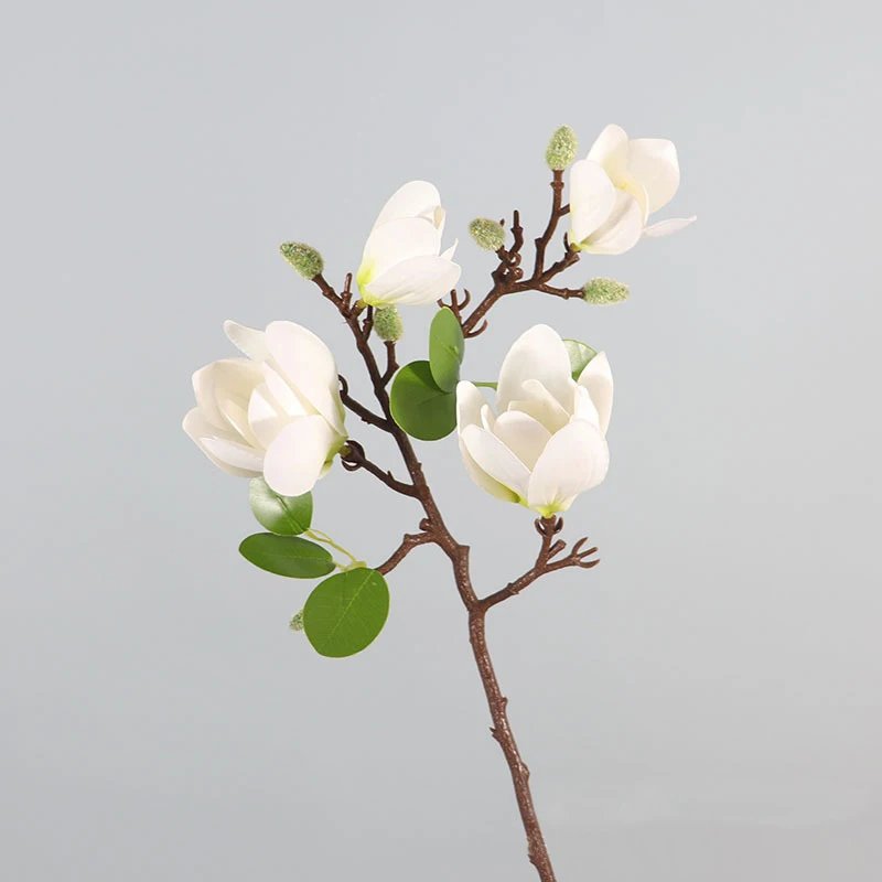 D-MG001 один вечный латексного шелка пыльно-белый Магнолия искусственный цветок Настоящее прикосновение магнолии для свадебного украшения