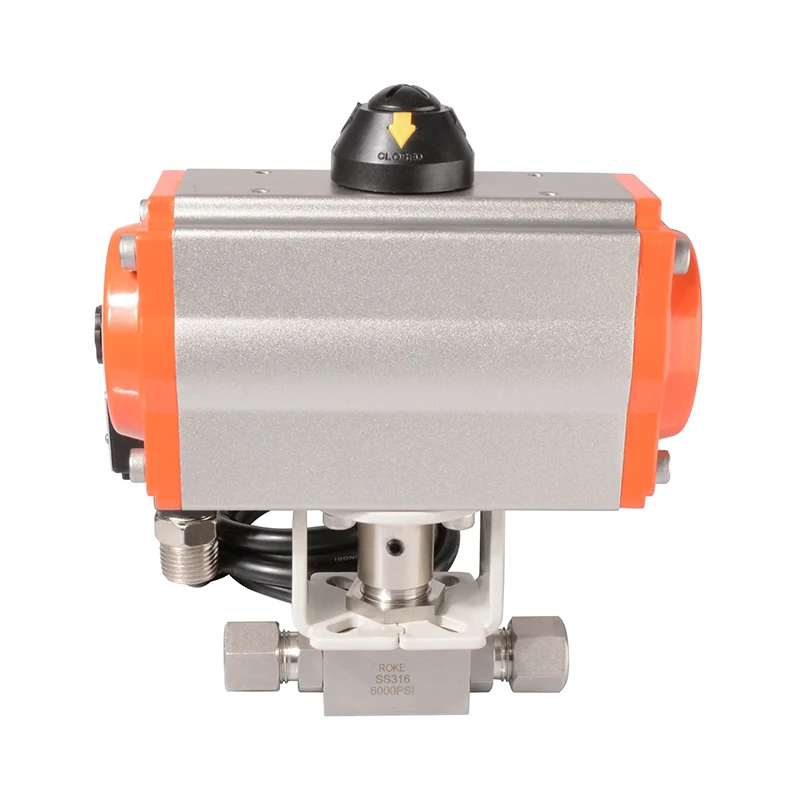 Stainless Steel 6000psi Pneumatic Compression Ball Valve with Explosion Proof Coil