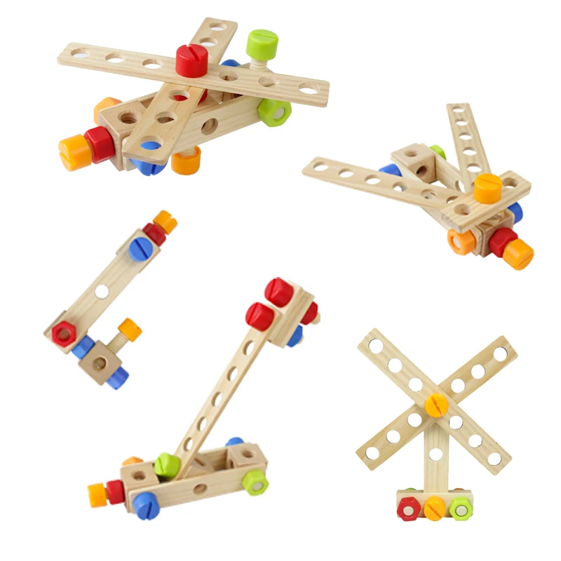 Wholesale Wooden disassembly Nut Screw Toys table Detachable tool box for Kids Amazon hot sale tool box toy set for kids