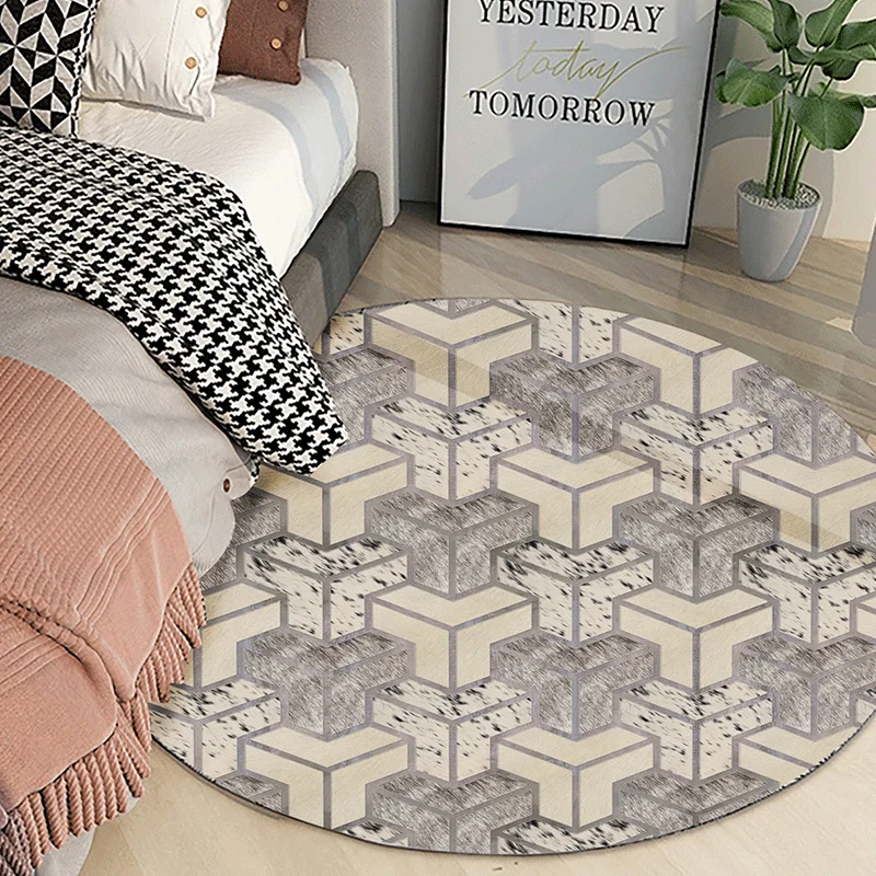 Wholesale floor rugs carpet 3d transfer printed patchwork cowhide leather style rugs carpets