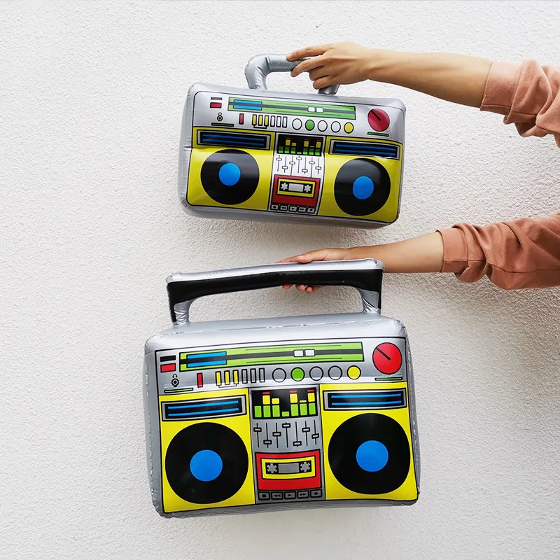 DJTSN  Classic Guitar Microphones Radio Aluminum Foil Balloon Inflatable Rock Star Toy Set Music Party Props Decoration Balloons