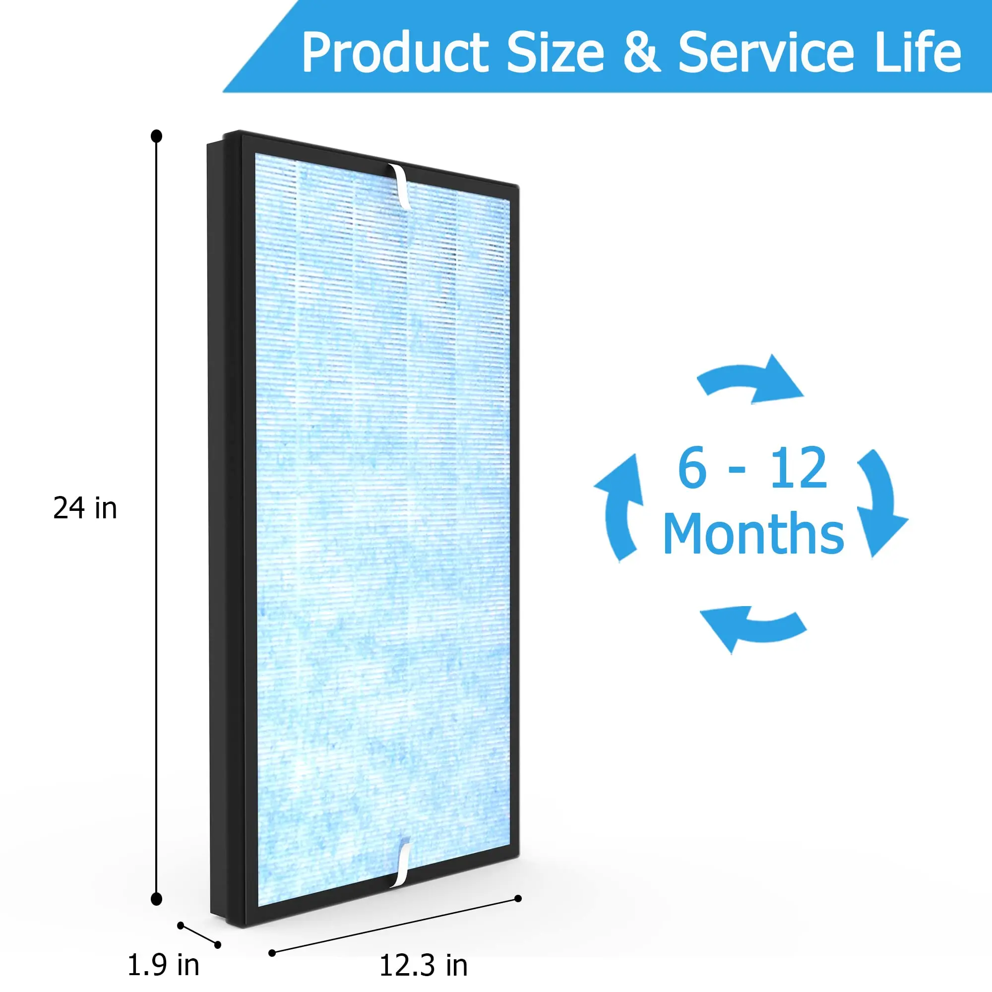 3-Stage Filtration Activated Carbon Replacement True HEPA Filter Kit Compatible with Hunter Tower Air Purifier HPF500 HPF520