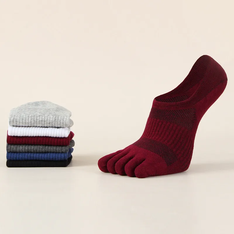 Men Five Toe Socks Low Cut Cotton Invisible Socks Antibacterial Deodorant Five Fingers Socks