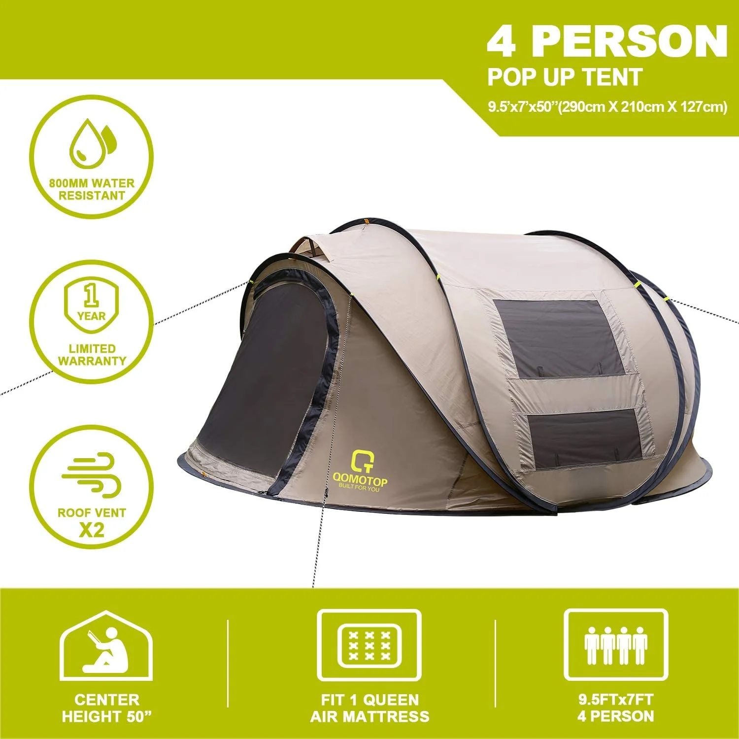 5-6 Instant Beach Cabin Tent Pop Up Out Waterproof Automatic Instant Custom  Beach Pop Up Camping Tent Custom