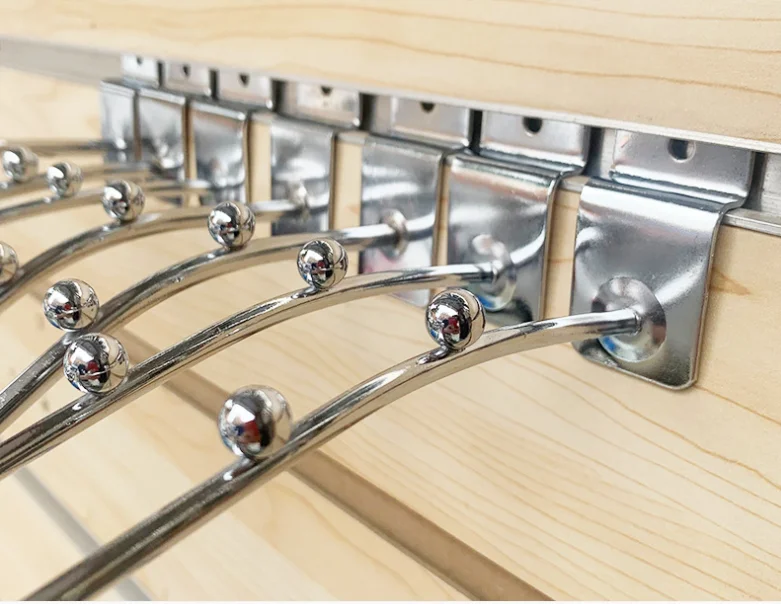 Hot sale slot plate hooks, electroplating hanger for exhibition,iron plated chrome slatwall display accessories, clavo de mallas