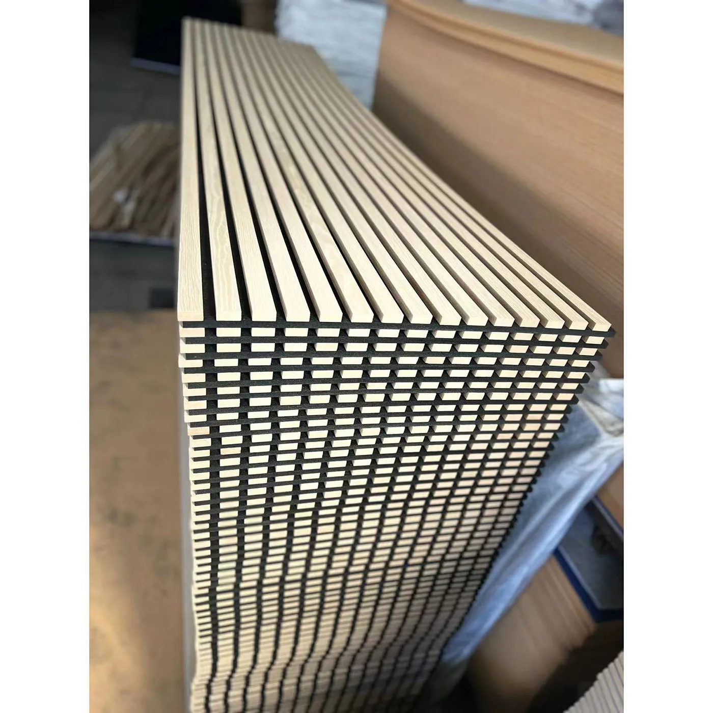 HuiDol Soundproof Board Polyester Fiber Foam Felt Wood Surface Slat Sound Proof Wooden Acoustic Wall Panels Easy Installation