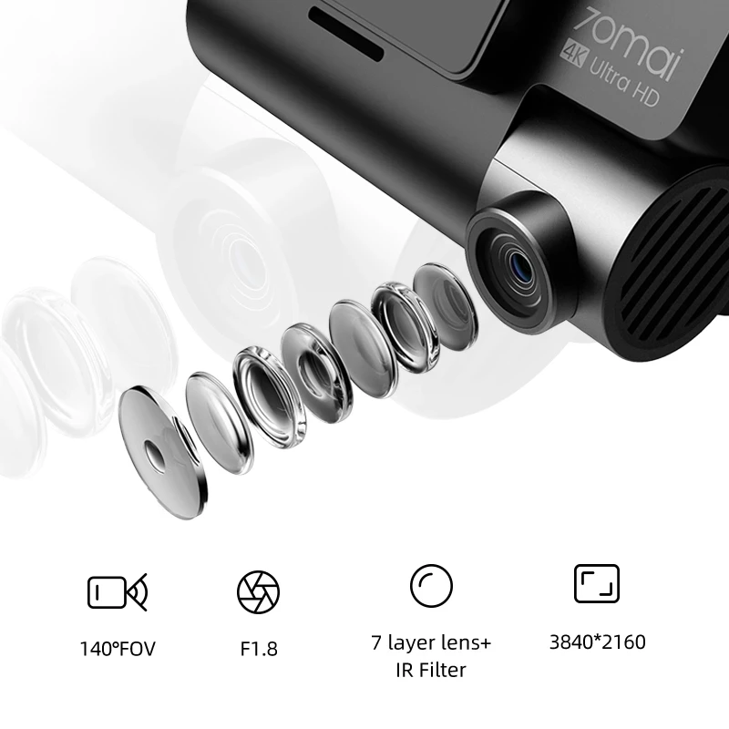 Hot Selling 70mais Dash Cam 4K A800S HD Night Vision Camera Front and Rear Dual Recording Driving Dashcam