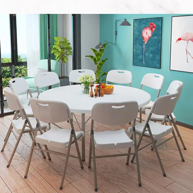 6//5/4ft Wholesale Outdoor Party Wedding Catering Folding in Half Plastic White Round Table