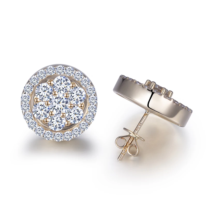 Messi Jewelry 10k yellow   gold  moissanite diamond stud earrings