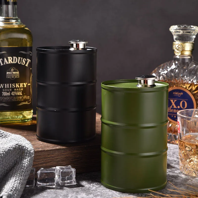 750ml Barrel Wine Pot Stainless Steel Mini Hip Flask Sake Cup Cylindrical Portable for Travel for Outdoor Camping Mens Gift