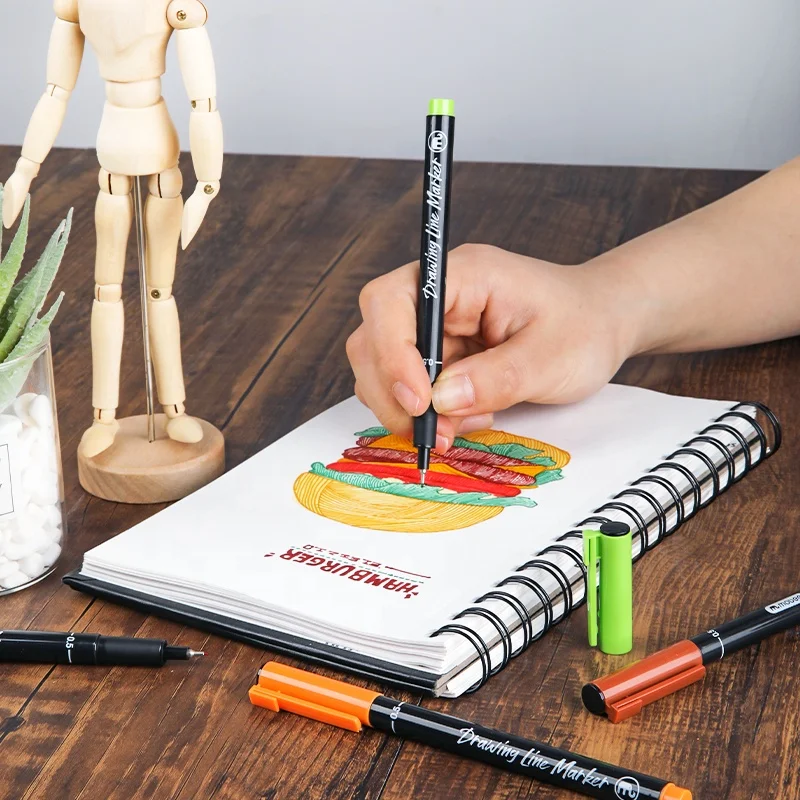 Mobee P-621 China Factory Wholesale writing smoothly supply 0.5mm Muti-Color bright fineliner marker pen with Clip