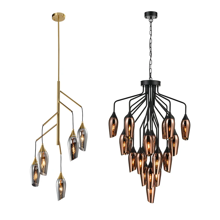 Iron Glass Vintage Ceiling Chandelier Light Low Power Consumption Mid West Style Indoor for Restaurant Contemporary E27 110-220V