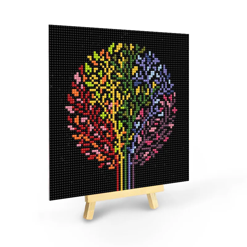 Оптовая продажа, 20 см x 20 см, красочный пейзаж, тематический круглый деревянный набор алмазных картин, картины и настенный набор для алмазной живописи