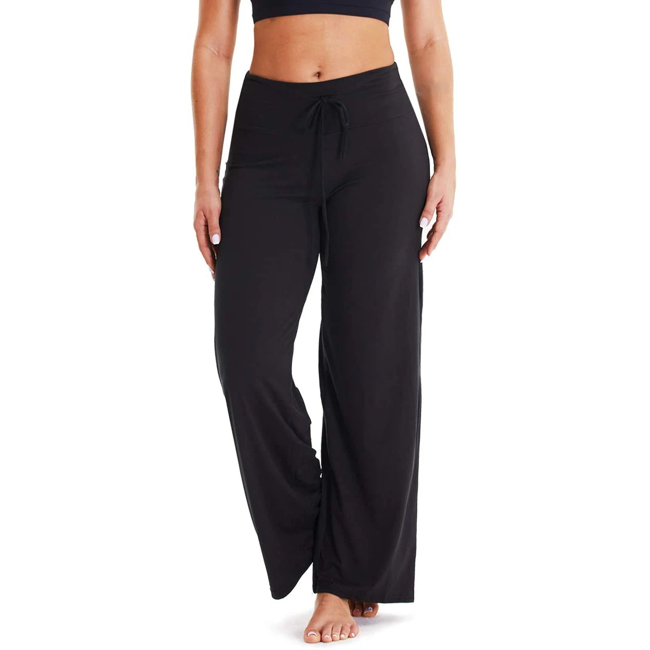 
Wholesale Wide Loose Leg Pants Solid Color Sleepwear Buttery Soft Cotton Stretchy Pajamas for Women 