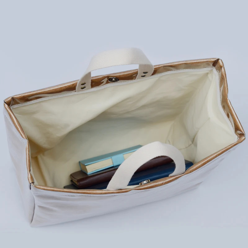 custom logo letter printed kraft paper lining with pvc cover tote waterproof eco reusable tyvek paper shopping tote bags