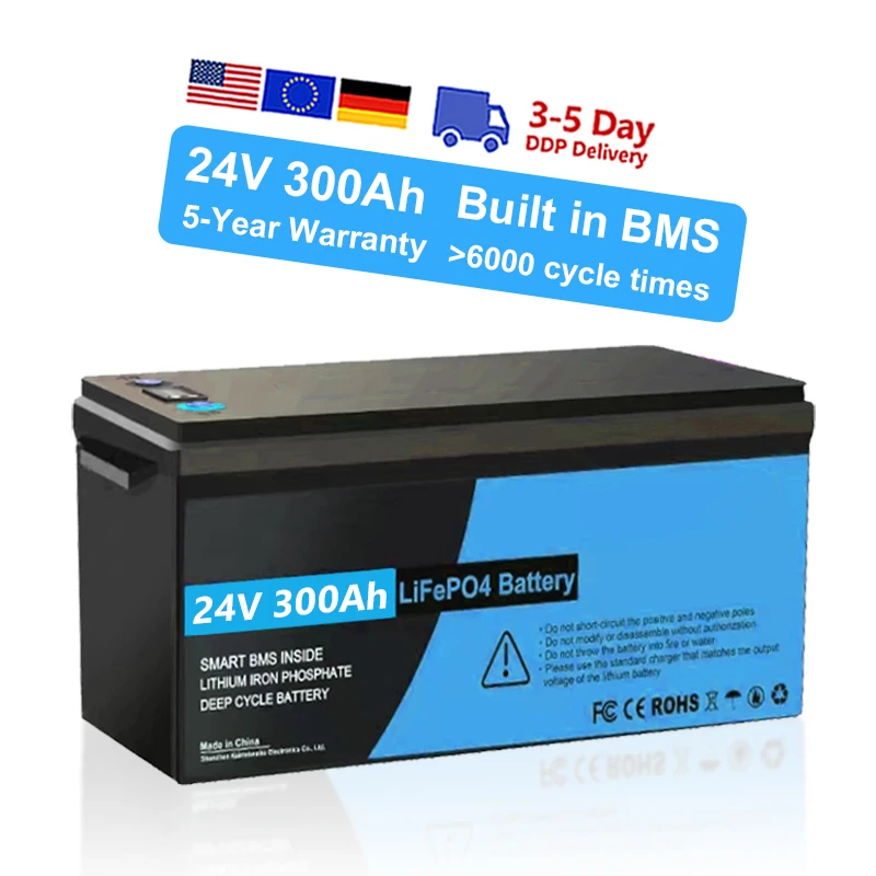24V 300Ah lifepo4 battery With BMS 12 Volt 24 Volt 100ah  200ah 280ah Lithium Ion Battery Pack For Electric Golf Cart Rv Marine
