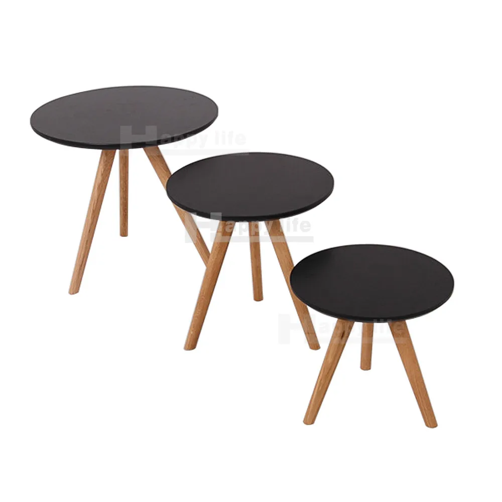 Latest alibaba white wood round coffee table set