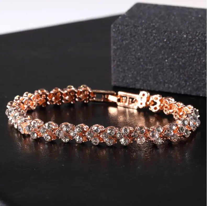  European and American foreign trade new exquisite luxury Roman crystal bracelet simple diamond