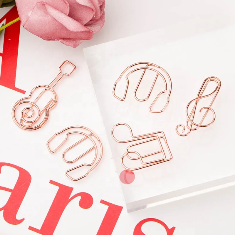 Multi-colored Popular Style Guitar Shape Bookmark Metal Paper Clips Stationery Set Urinogenital System Paper Clips Tie Note Clip