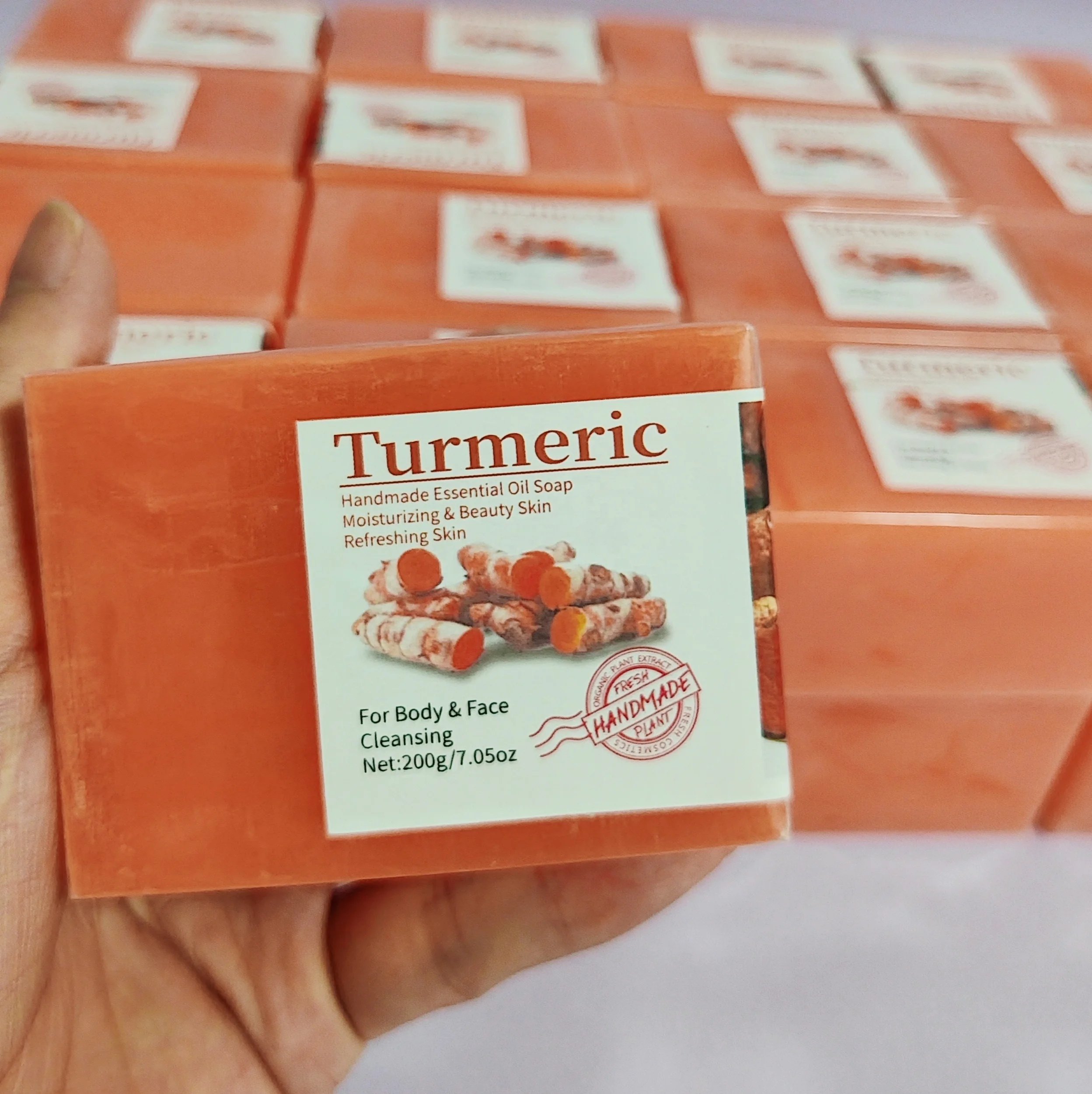 200g Turmeric Soap Organic Natural Anti Acne Dark Spot Whitening Private Label Turmeric Face Wash Kojic Acid Soap
