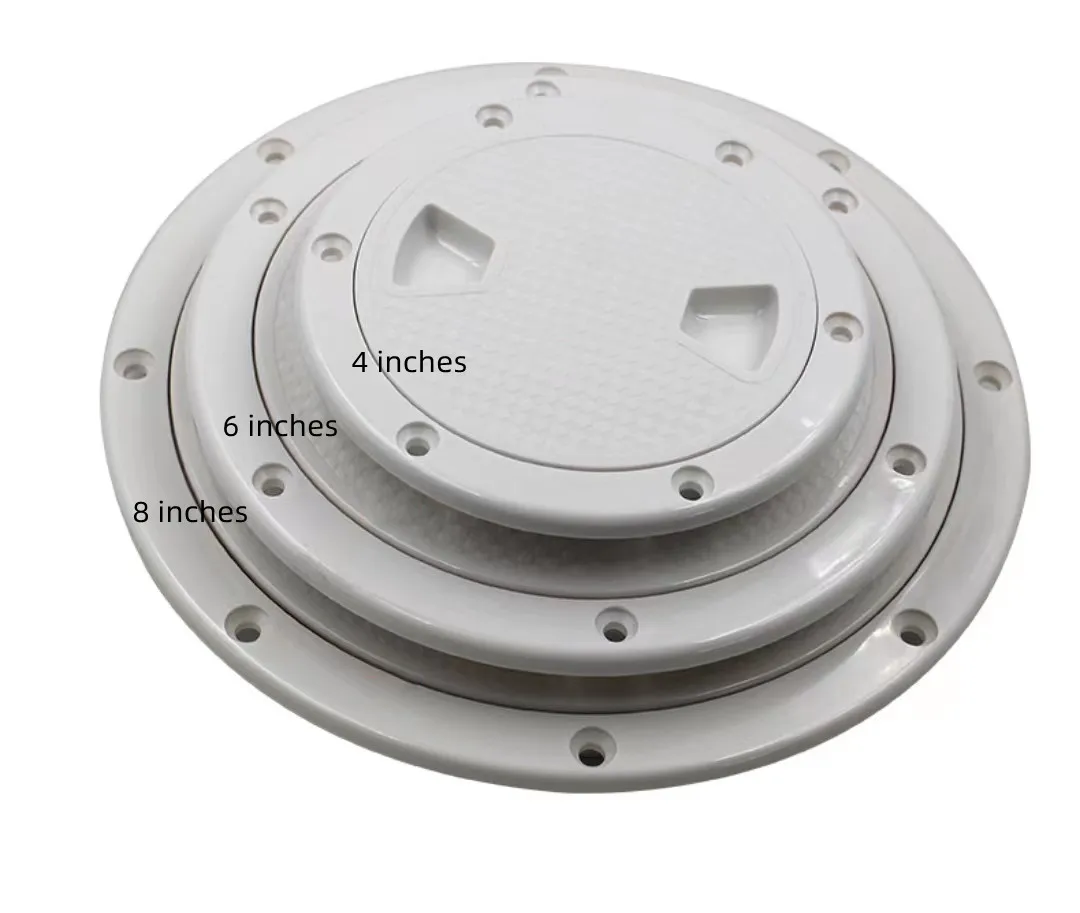 4/6/8 inch White Circular Non-slip Inspection Hatch Deck Plate Hatch Cover with Detachable Rugged Center
