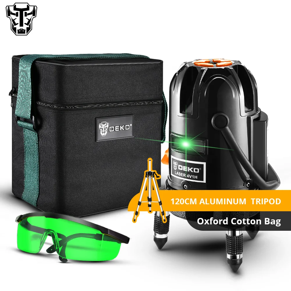 DEKO LL57G-S2 5 Lines 6 Points Laser Level Green Laser Lines Cross-Line 360 Tilt Auto Self-Leveling Home DIY Measuring Tool