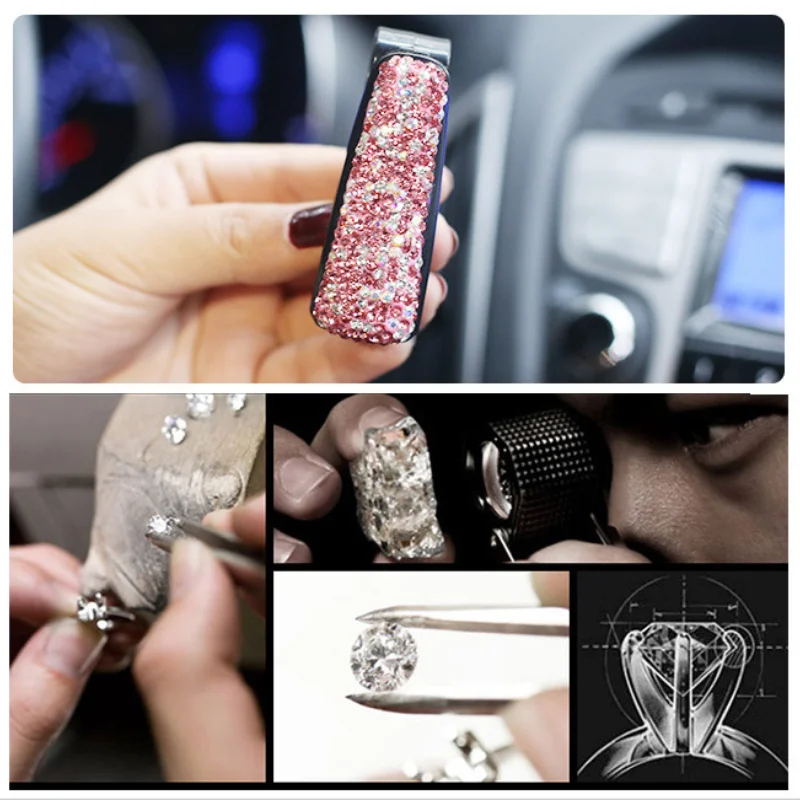 Car Auto Sun Visor Glasses Sunglasses Card Ticket Rhinestone Car Visor Sunglasses Holder Clip