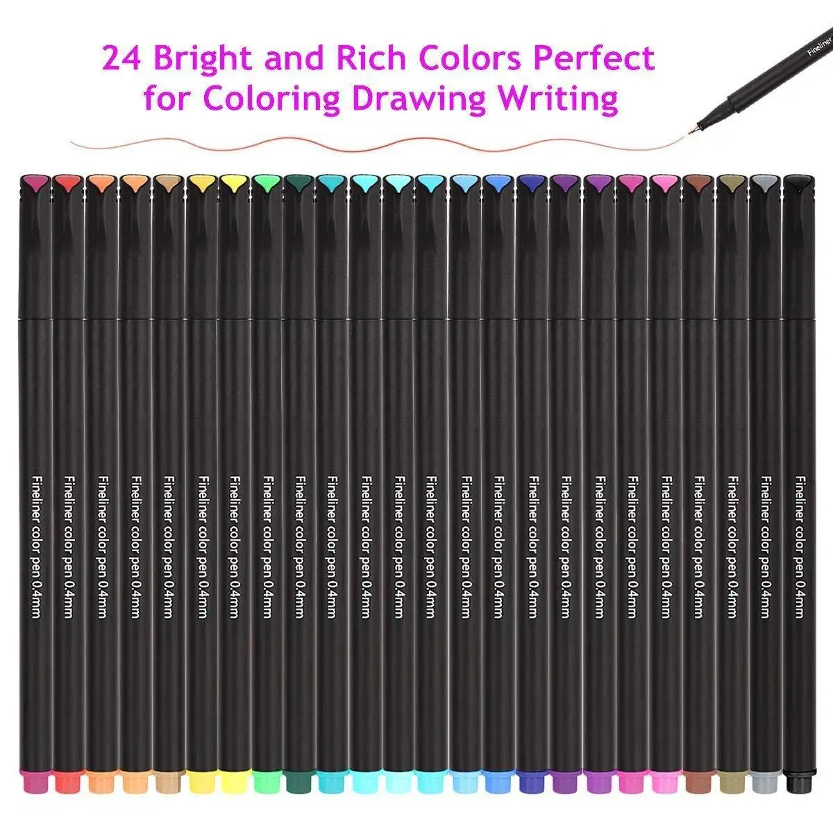 New Amazon 24-color Fine liner Color Pen Set  Hook Line Pen Porous Fine Point art Markers Pen
