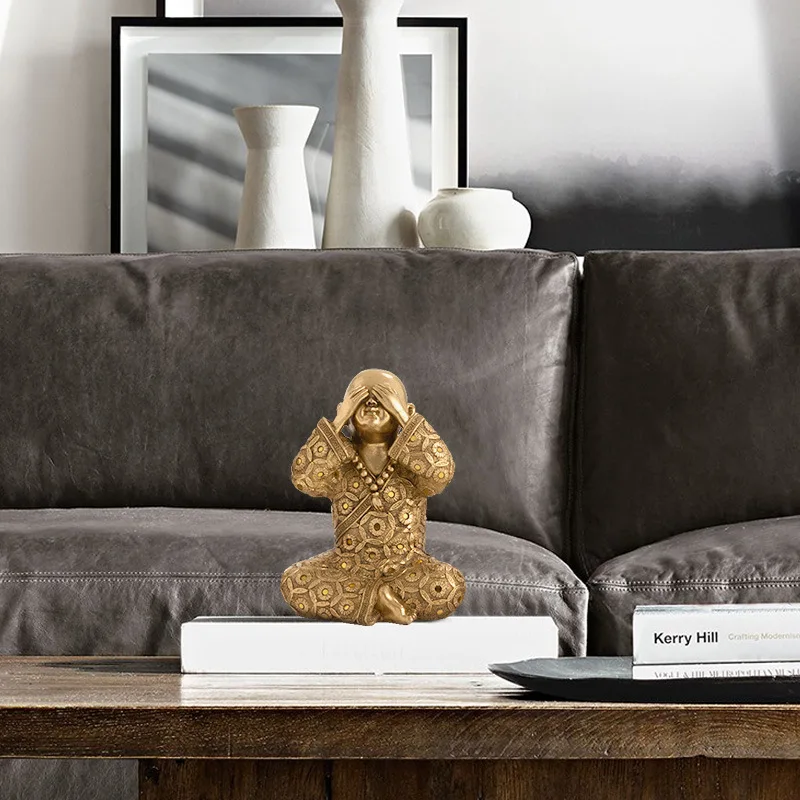 Dropship 3 Styles Resin Shaolin Little Monk Garden Statue Thai Baby Shaolin Monk Figurine