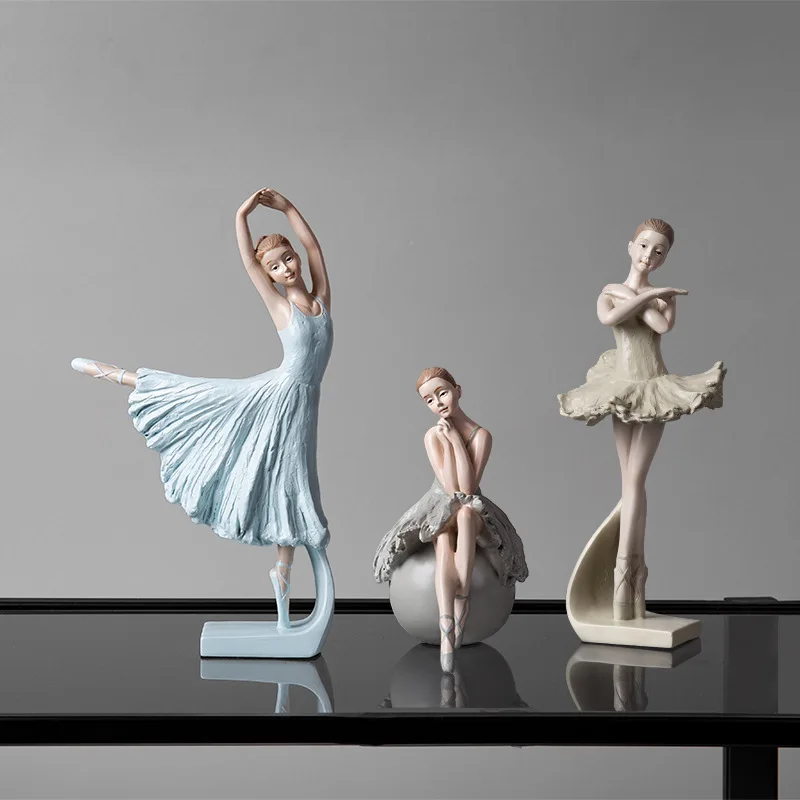 Home figurine interior decoration accessories sculpture ballet girl resin modern room decoration