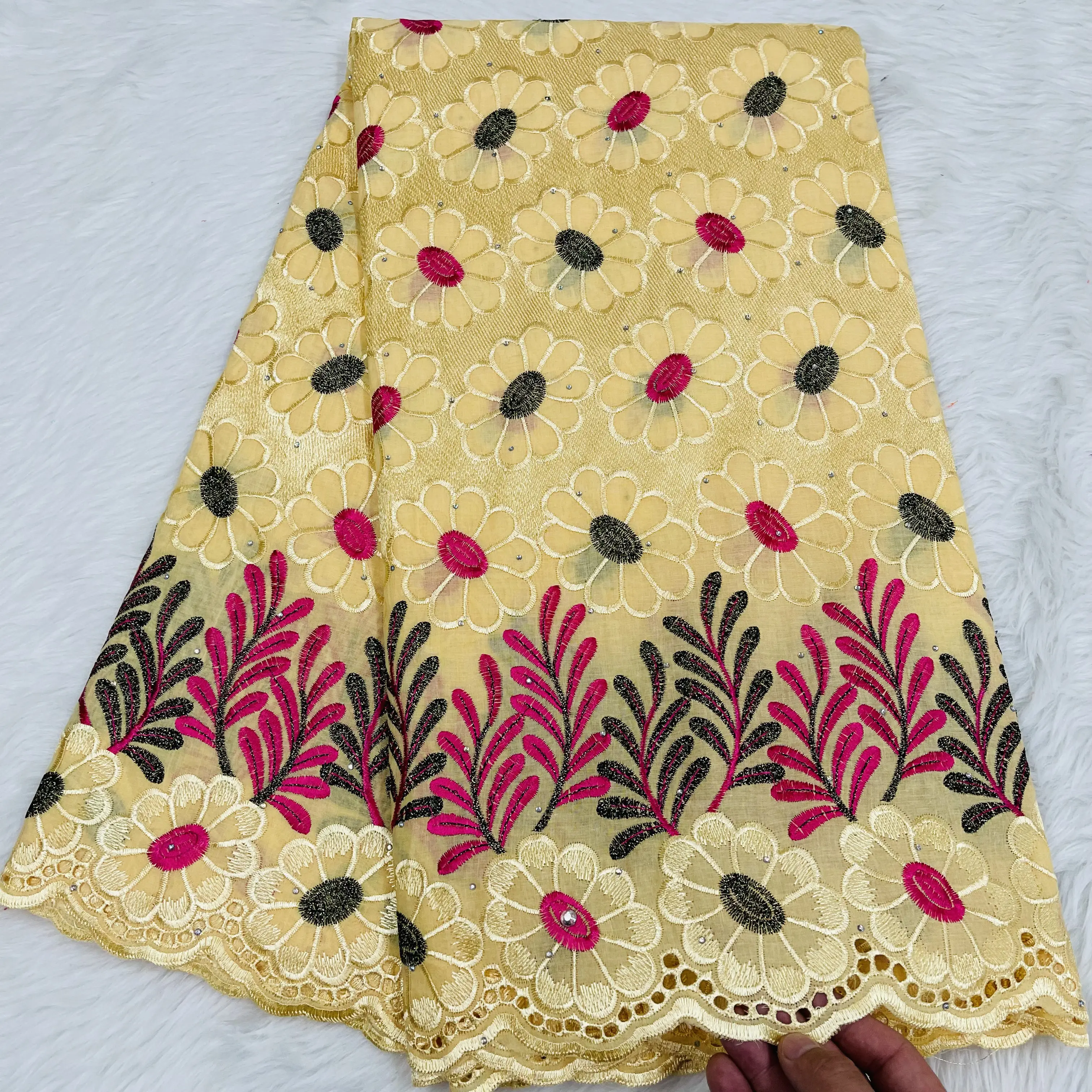 Hotsell New Designs White Cotton Dotted swiss Fabric Cotton Crochet Lace Trim New Arrival High Quality swiss Voile Cotton Lace