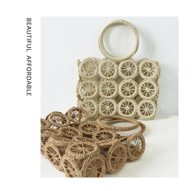 2021 OEM women straw leather bag natural eco lady beach bag