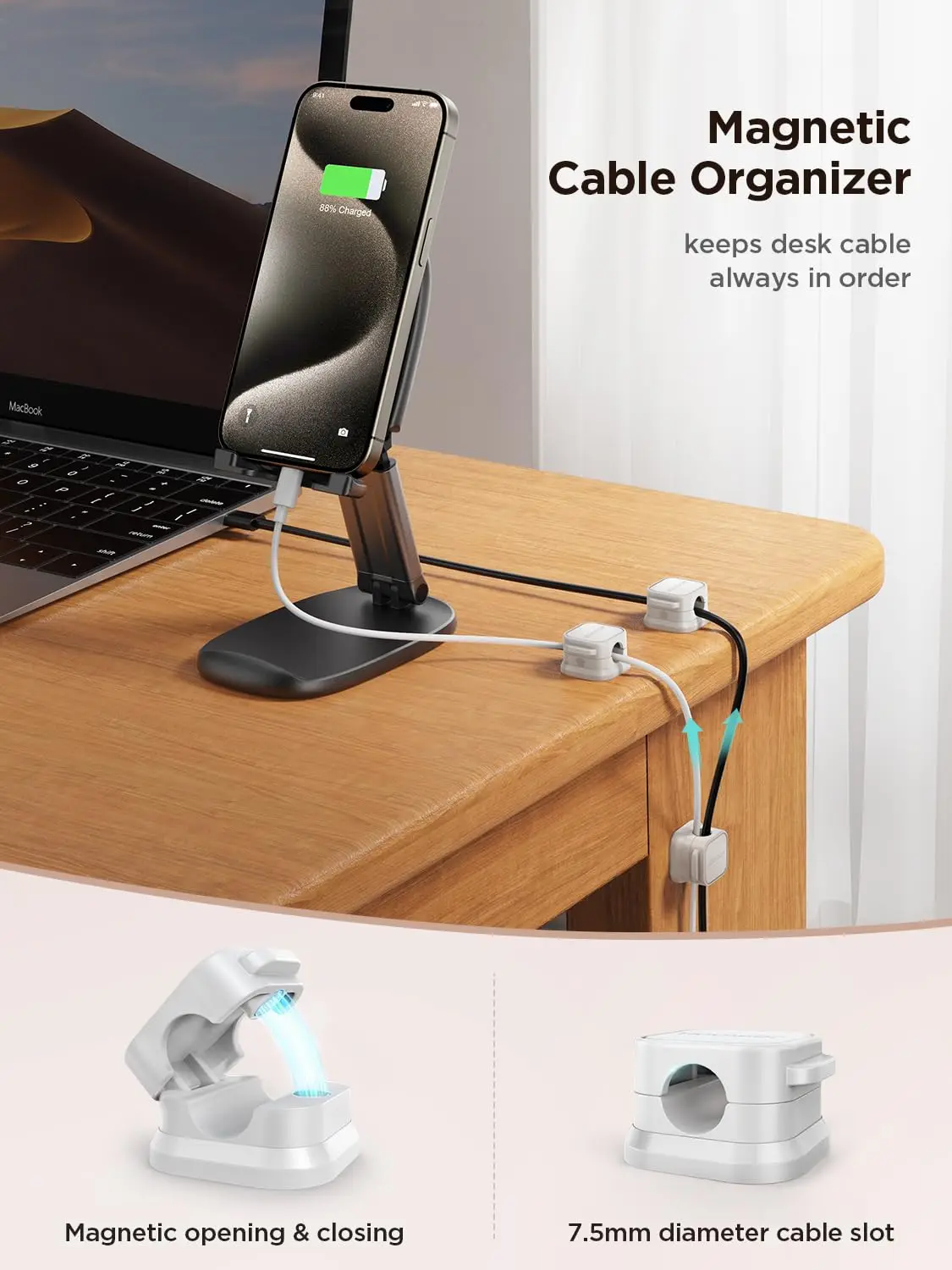 WONDERFUL Wholesale Magnetic Cable Clips Organizer Mobile Phone USB Data Cable Magnetic Storage Cable Bracket