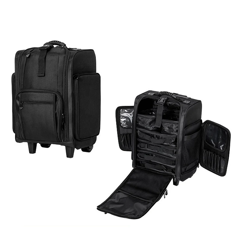 Travelling Luggage Rolling Suitcase Artist Train Case Soft Sided Storage Cosmetic Organizer Carry on Travel Makeup Trolley Bag