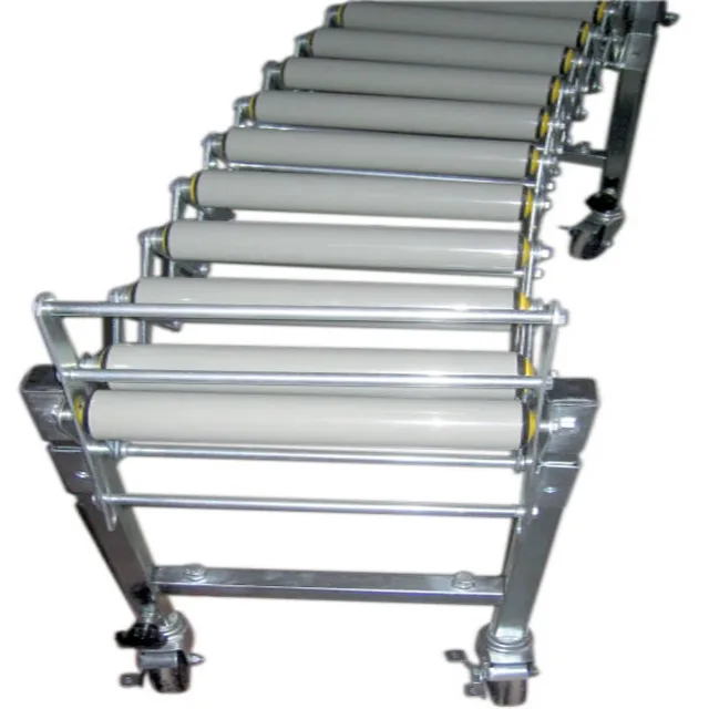 Flexible single PVC roller conveyor for conveying boxes