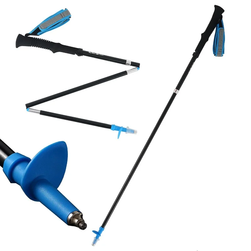 Hot Selling Four Sections Folding 7075 Aluminum Alloy Hiking Sticks Trekking Pole Outdoor Trekking Poles for Hiking