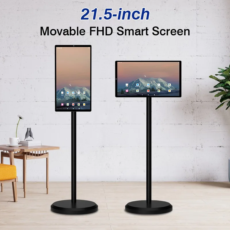 Android 12 system samert tvs 21.5 /24/27/32 inch display LCD touch screen tv standing wireless 6 hours move at will