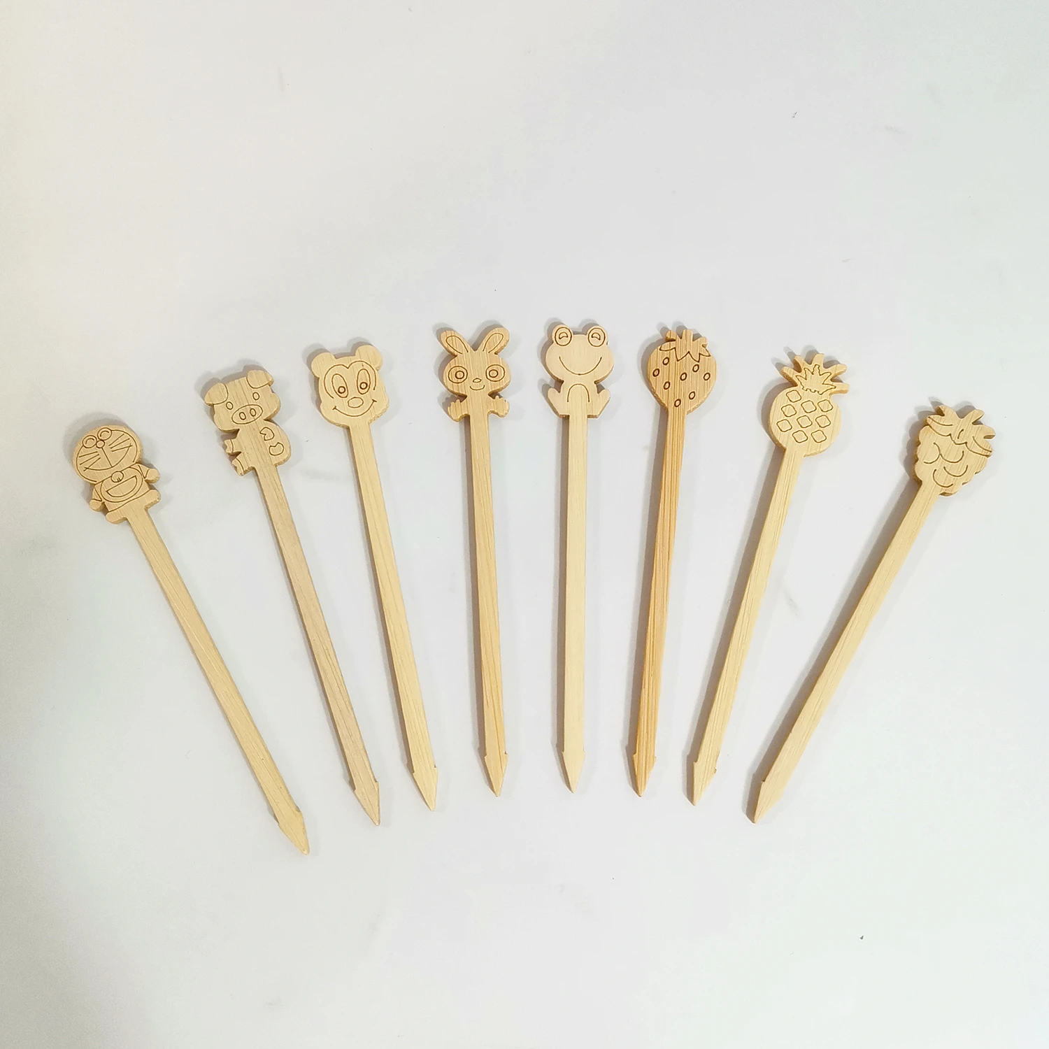 Mini Cartoon Bamboo Stick Cute Spatulas For Food Bamboo Spatula