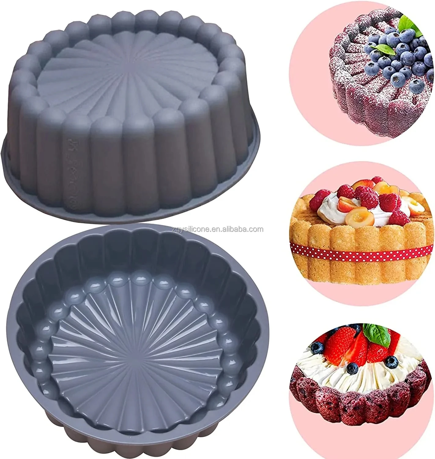 2024 New Popular RTS Round Non-slip Easy Release Homemade Chocolate Silicone Cake Mould for Mousses Ice Cream