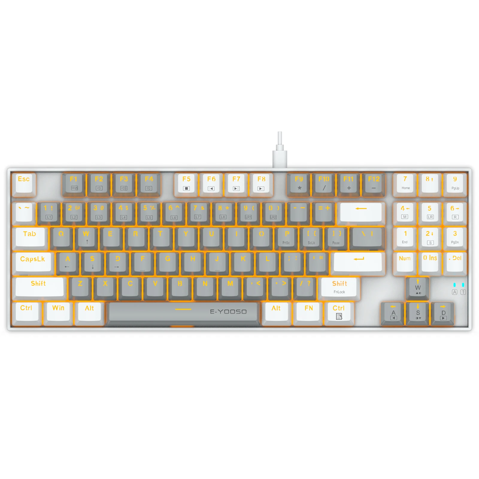 89 keys portable mechanical keyboard 85% Hot Swappable dynamic backlight   compact wired mechanical keyboard