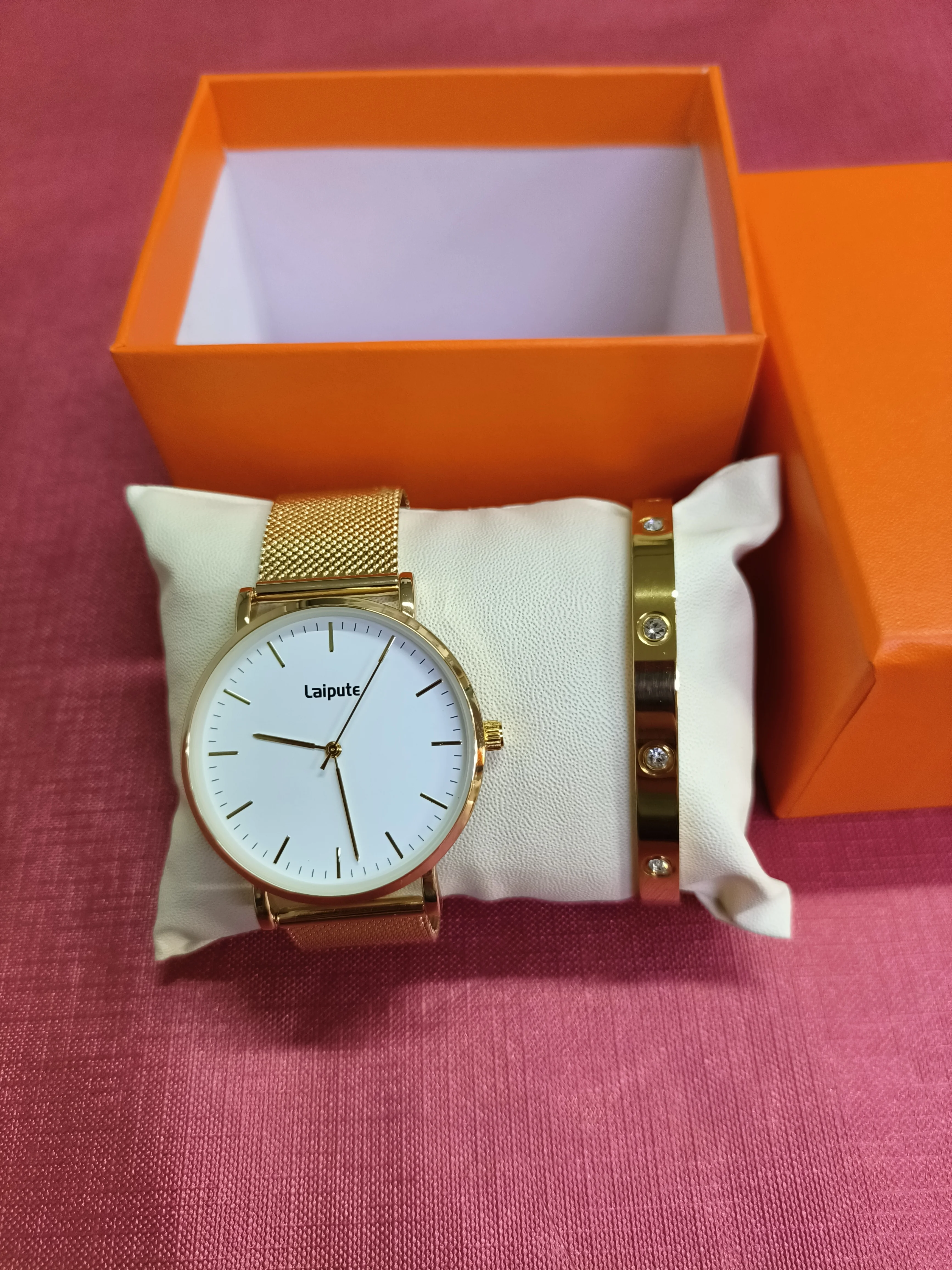 Laipute Luxury Fashion Gold watch with Real Titanium Bracelet Watch Set Gift for Men Women