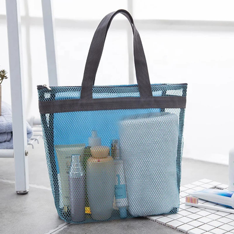 
Custom Beach Bags Storage Floral Mesh Tote Handbags Women Outdoor Swimsuit Collect Package Bath Bag 