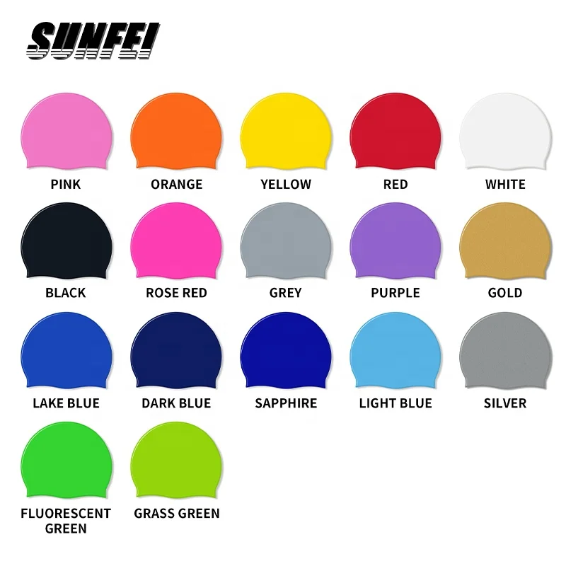 sunfei custom cartoon colorful  swimming caps elasticity silicone 30g swim cap Quick Drying waterproof swimming hats