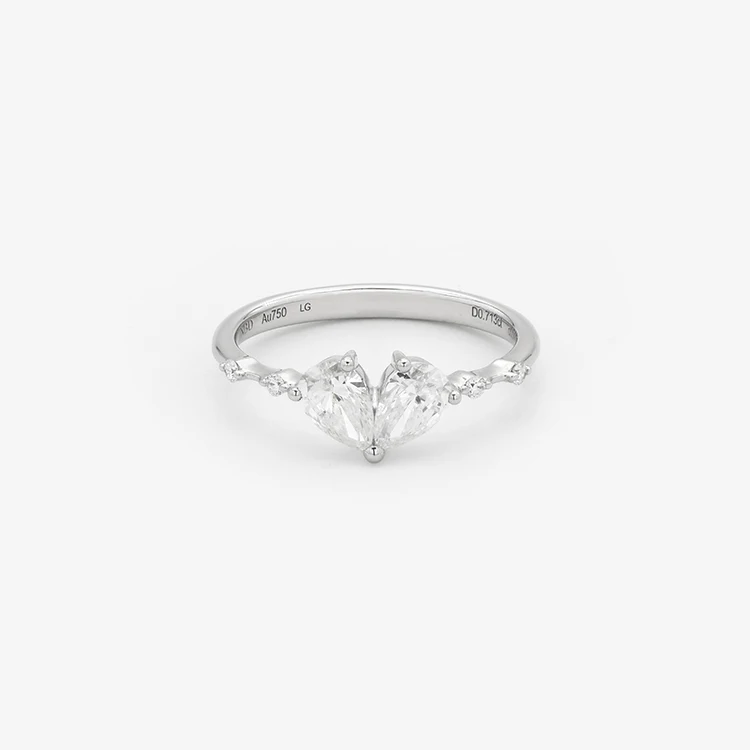 Lab Grown Diamond Pear Shape Toi Et Moi Ring, TW0.75ct, 18KW